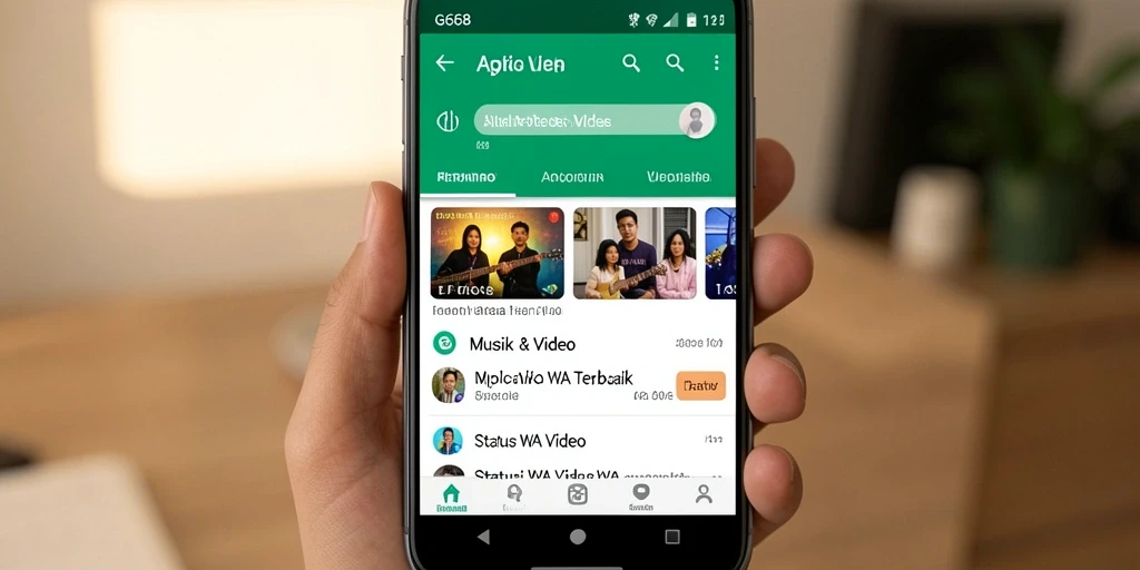 Tampilan menarik dari aplikasi G668 untuk Status WA Video.