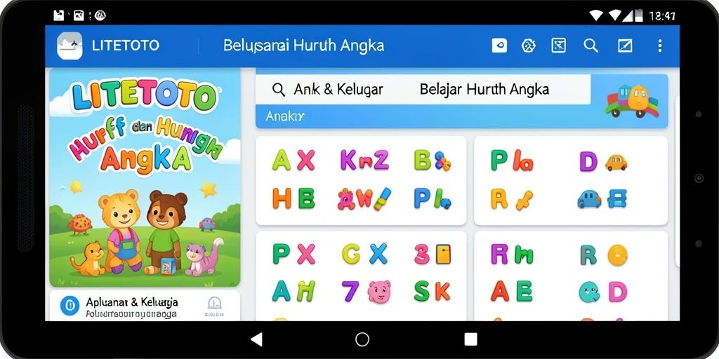 Antarmuka LITETOTO yang menarik dan edukatif untuk anak-anak.