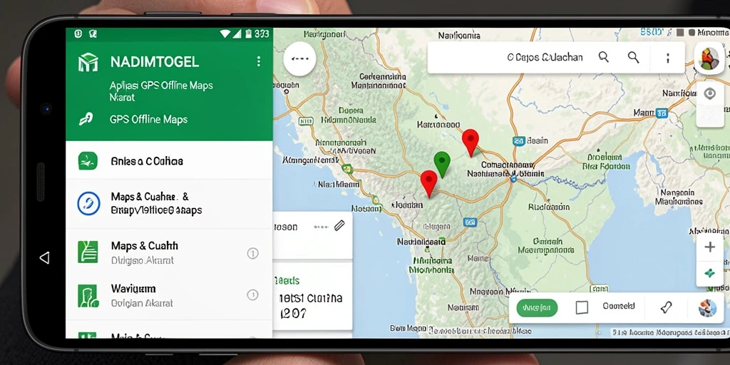 Antarmuka pengguna NADIMTOGEL menunjukkan peta GPS yang jelas dan detail.