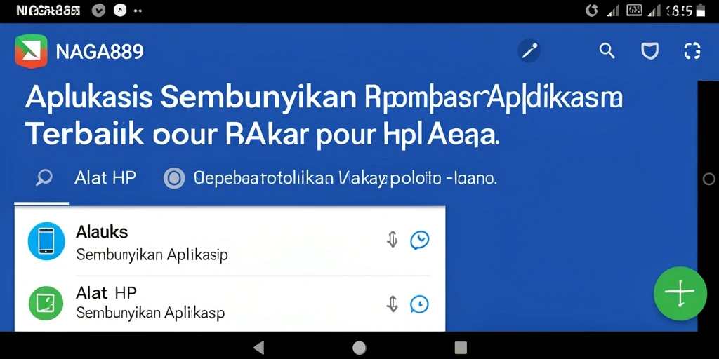 Screenshot antarmuka NAGA889 yang menampilkan fitur Sembunyikan Aplikasi.