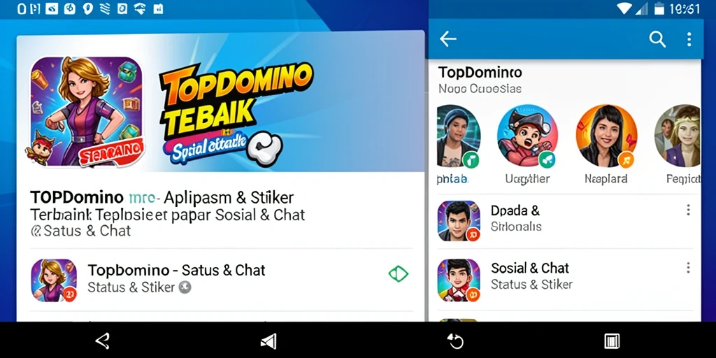 Antarmuka pengguna TOPDOMINO yang menarik dan penuh warna.